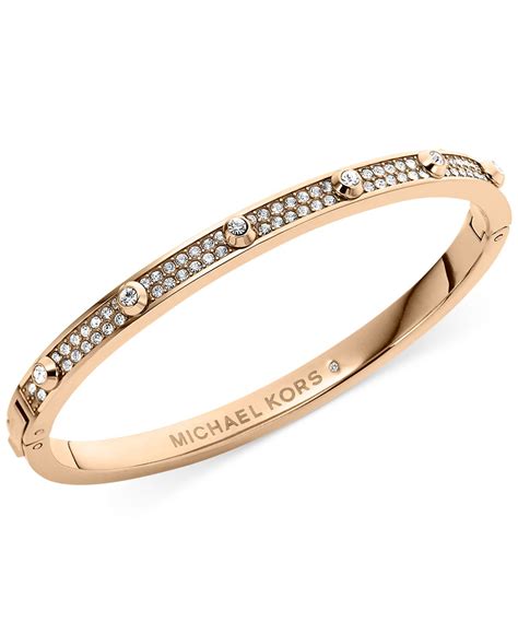 michael kors rose gold plated and crystal friendship bracelet|Michael Kors gold bangle.